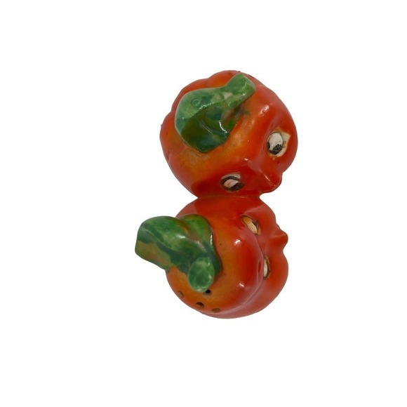 Vintage Salt & Pepper Shakers Connected Pumpkin Gourd Ceramic Collectible - Picture 3 of 6